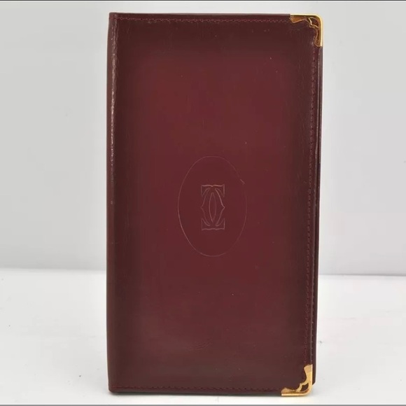 Authentic Cartier Must de Cartier Long Wallet Leather Bordeaux Red Box 1858K - Picture 2 of 16